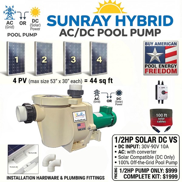 SunRay 1/2HP Solar Pool Pump