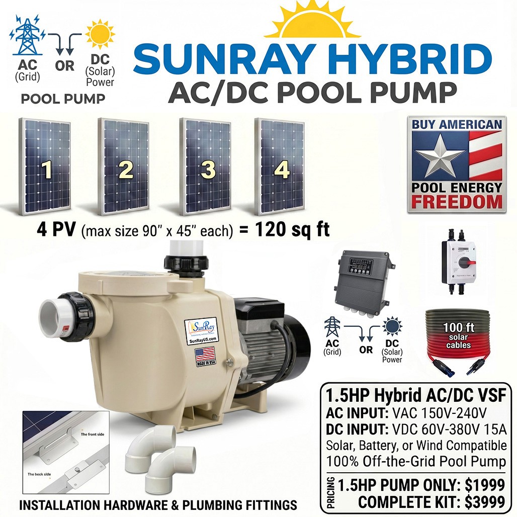 SunRay 1.5HP Brushless Variable Speed Solar Pump